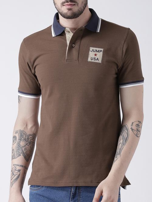 brown cotton polo t-shirt - 15258511 - Very Small Image - 1