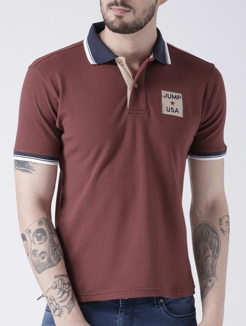 maroon cotton polo t-shirt - 15258514 - Very Small Image - 1