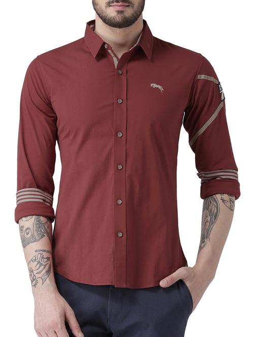 maroon cotton casual shirt - 15258545 - Very Small Image - 1
