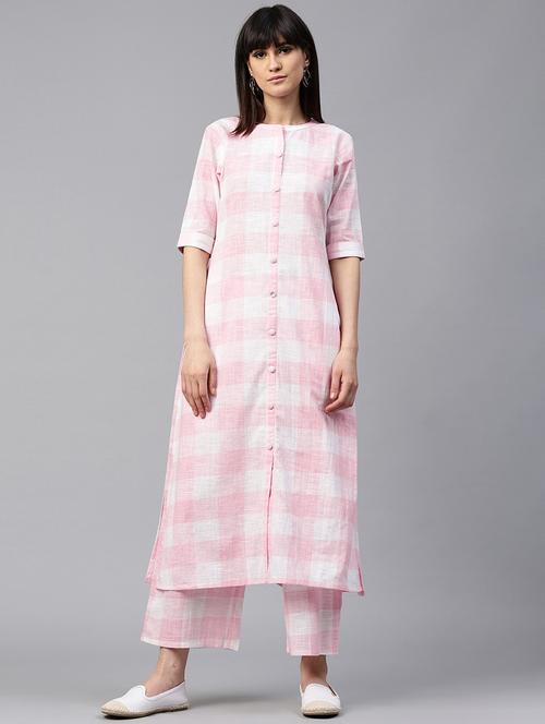 pink cotton kurta palazzo set - 15259863 - Very Small Image - 1