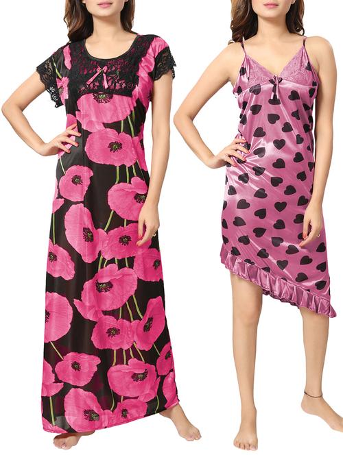 set of 2 pink printed nighty - 15259960 - Very Small Image - 1