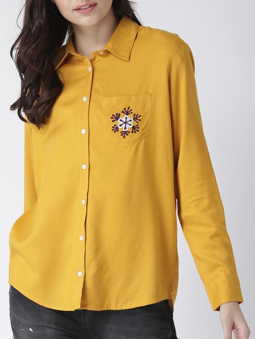 embroidered pocket detail high low shirt - 15259987 - Very Small Image - 1