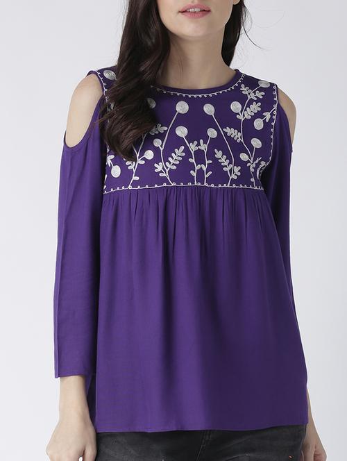 cold shoulder embroidered top - 15260010 - Very Small Image - 1