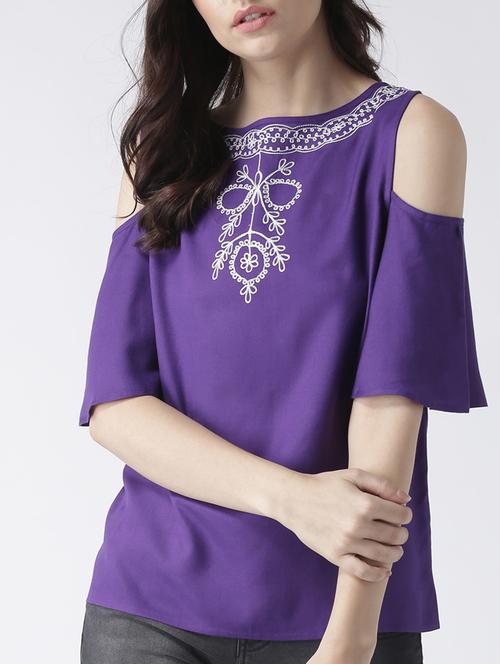 cold shoulder embroidered top - 15260012 - Very Small Image - 1