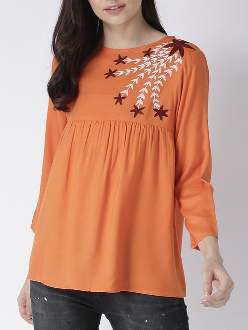 women's straight round neck top - 15260019 - Very Small Image - 1