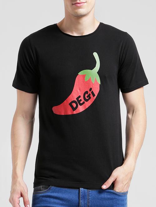 black cotton chest printed t-shirt - 15260092 - Very Small Image - 1