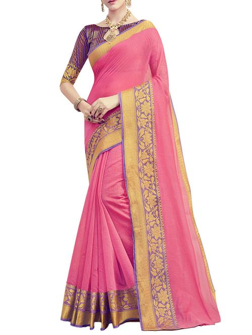 delicate golden border saree - 15260355 - Very Small Image - 1
