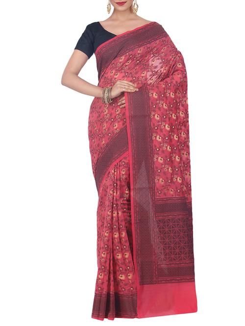contrast border floral banarasi saree - 15260636 - Very Small Image - 1