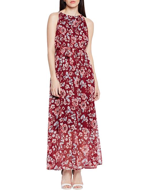 maroon floral maxi dress - 15260713 - Very Small Image - 1