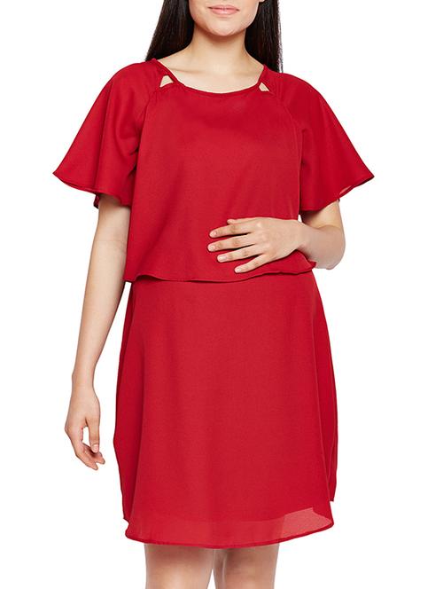 red maternity wear dress - 15260745 - Very Small Image - 1