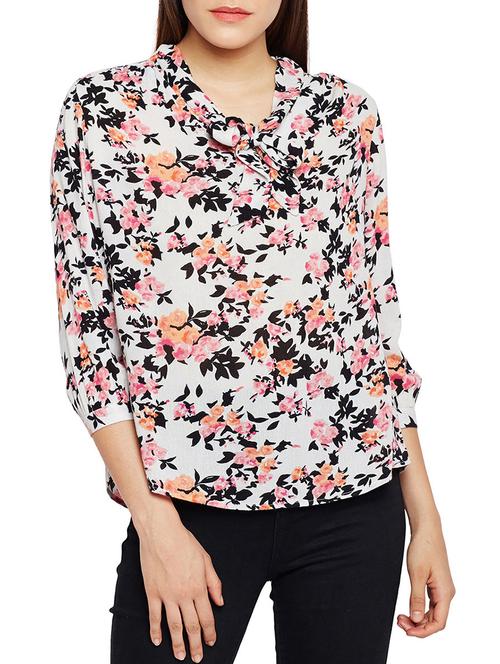 tie knot detail floral top - 15260815 - Very Small Image - 1