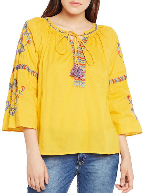 tie up neck embroidered top - 15260818 - Very Small Image - 1