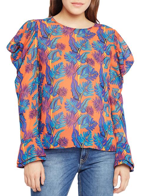 cowl sleeved tropical print top - 15260823 - Very Small Image - 1