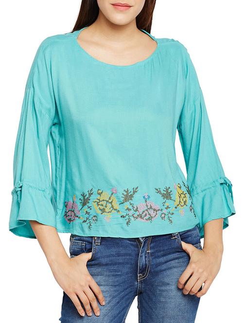 dropped shoulder embroidered top - 15260831 - Very Small Image - 1