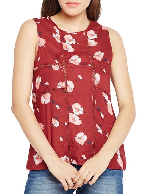 lace insert floral top - 15260838 - Very Small Image - 1