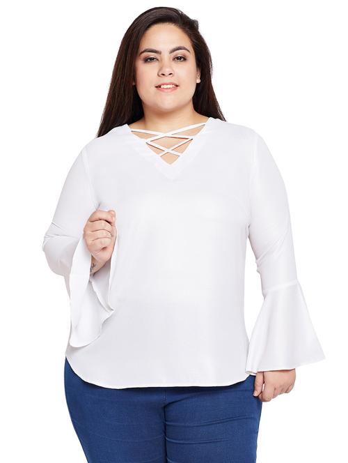 strappy neck bell sleeved plus top - 15260858 - Very Small Image - 1