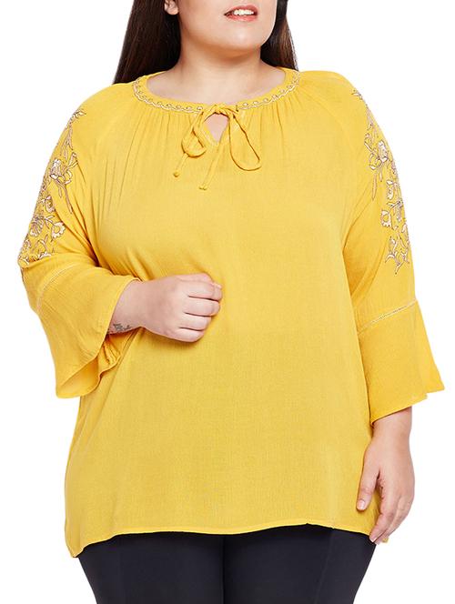 yellow solid viscose plus top - 15260872 - Very Small Image - 1