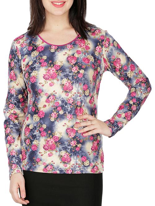 floral round neck top - 15262269 - Very Small Image - 1
