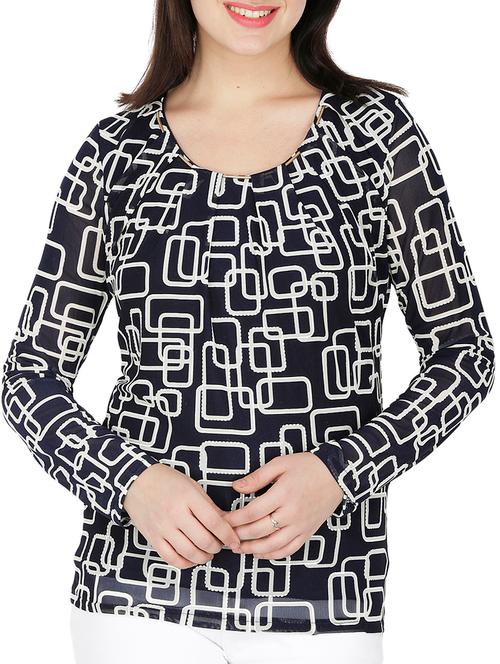 pleated neck geometric top - 15262317 - Very Small Image - 1