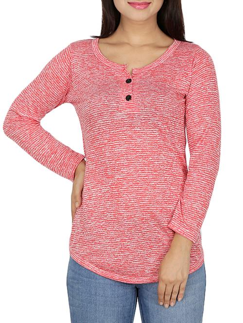 curved hem striped henley tee - 15262321 - Very Small Image - 1