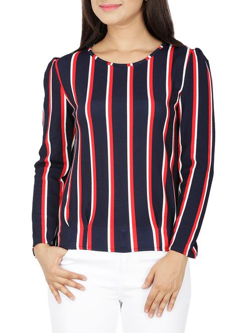 criss cross detail striped top - 15262356 - Very Small Image - 1
