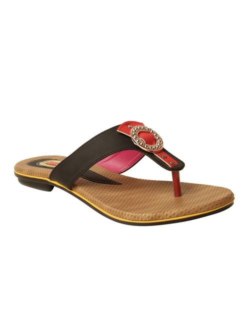 black faux leather toe separator sandals - 15262866 - Very Small Image - 1