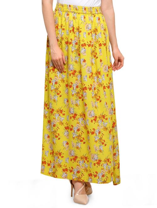 yellow rayon floral maxi skirt - 15263079 - Very Small Image - 1