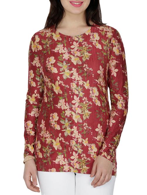 floral round neck top - 15263429 - Very Small Image - 1