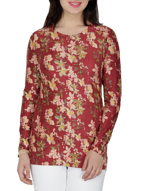 round neck floral top - 15263484 - Very Small Image - 1