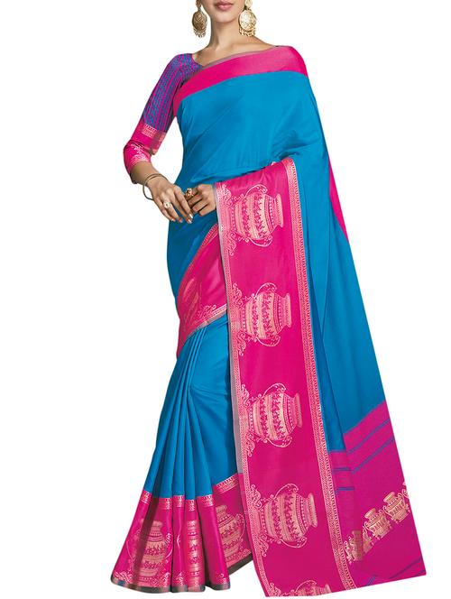 contrast bordered saree - 15263625 - Very Small Image - 1