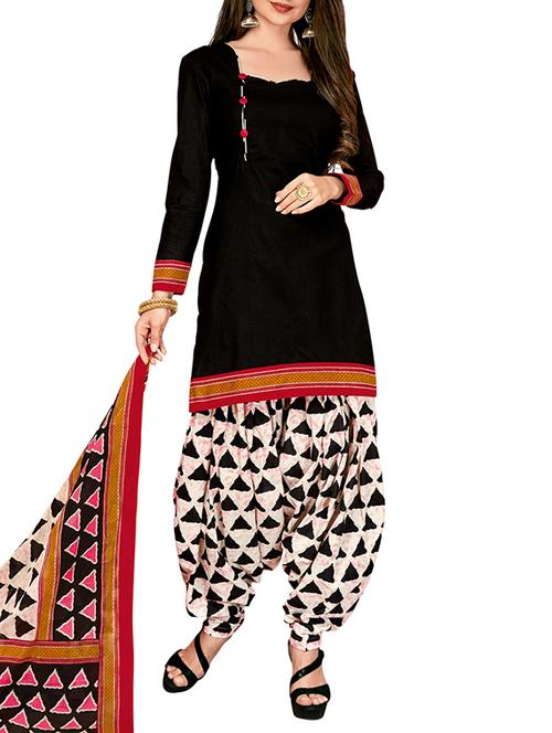 black cotton unstitched salwar suit - 15264791 - Very Small Image - 1
