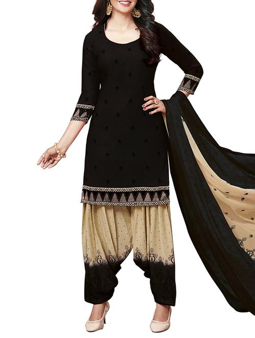 black cotton unstitched salwar suit - 15264832 - Very Small Image - 1