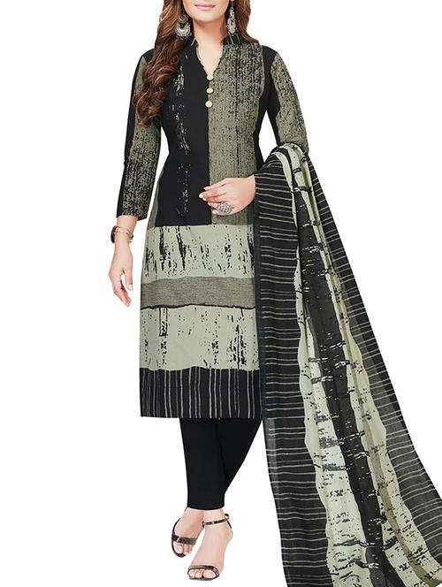 black synthetic unstitched straight pant suit - 15264896 - Very Small Image - 1