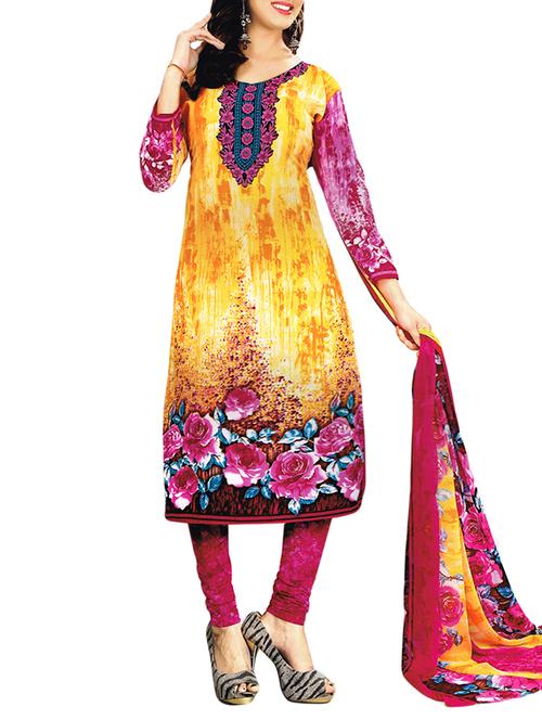 yellow synthetic unstitched suit - 15264953 - Very Small Image - 1