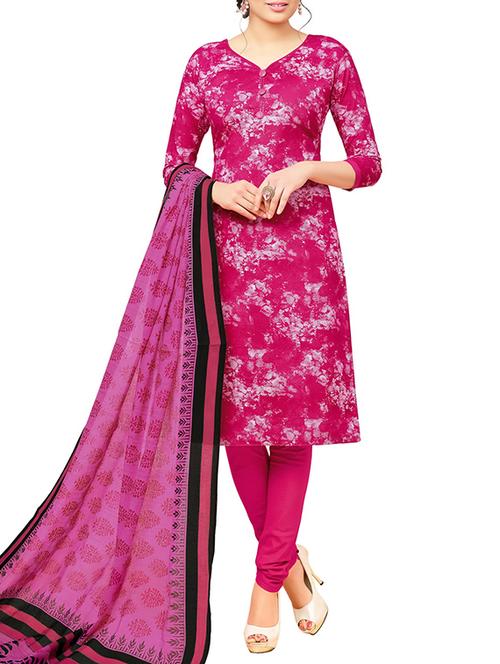 pink cotton unstitched suit - 15264957 - Very Small Image - 1