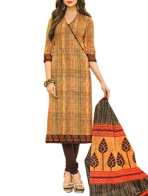 peach cotton unstitched suit - 15264975 - Very Small Image - 1