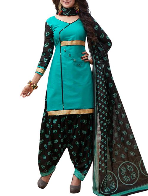 green cotton unstitched suit - 15264986 - Very Small Image - 1