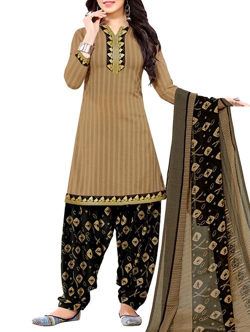 beige synthetic unstitched suit - 15264994 - Very Small Image - 1