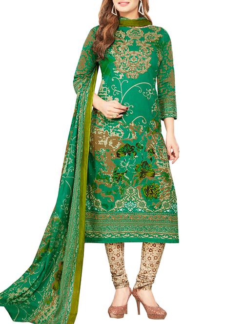 green cotton unstitched suit - 15265019 - Very Small Image - 1
