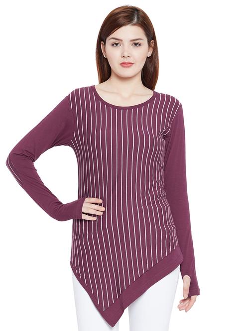 thumb hole sleeved asymmetric tunic - 15265190 - Very Small Image - 1