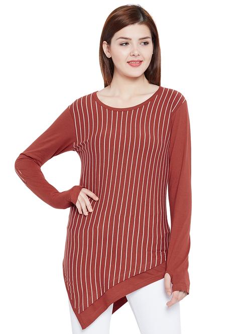 orange striped cotton asymmetric tunic - 15265191 - Very Small Image - 1