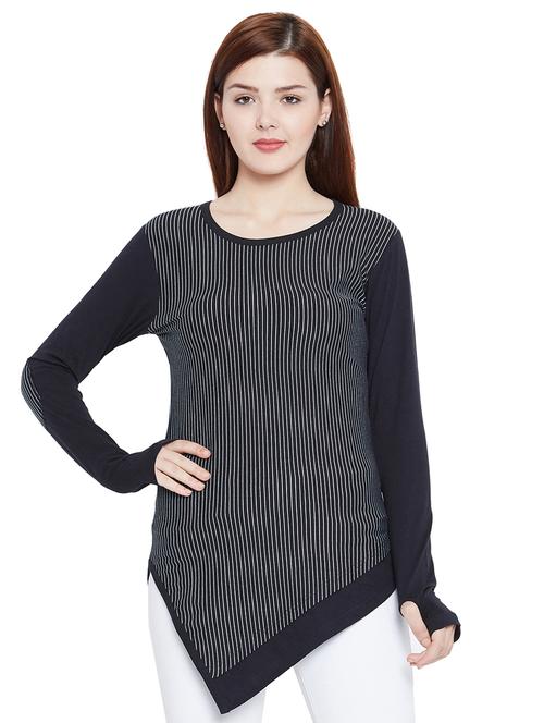 thumb hole sleeved striped tunic - 15265192 - Very Small Image - 1