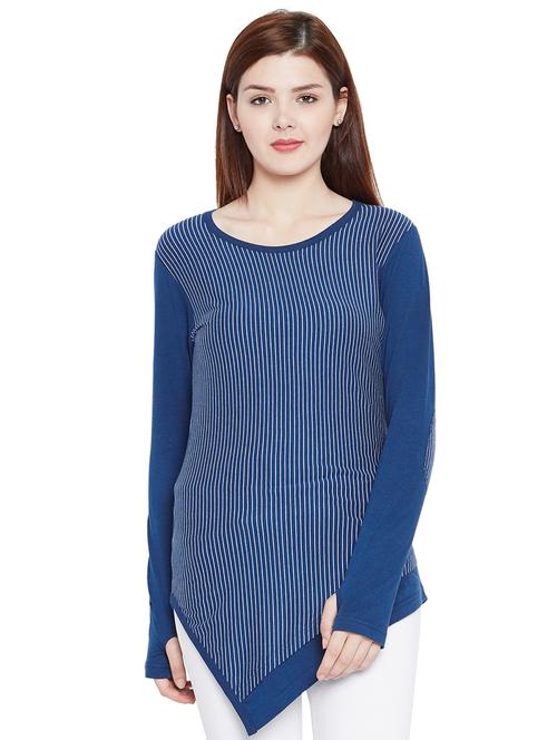 thumb hole striped asymmetric tunic - 15265195 - Very Small Image - 1