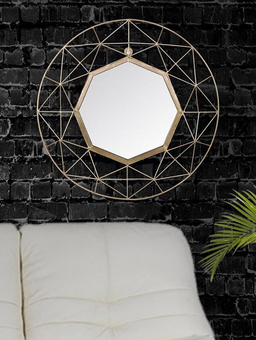 hosley round golden wall mirror - 15265713 - Very Small Image - 1