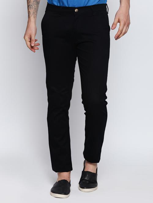 black cotton blend chinos casual trousers - 15266706 - Very Small Image - 1