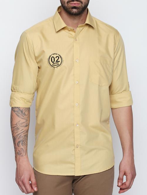 yellow cotton casual shirt - 15266726 - Very Small Image - 1