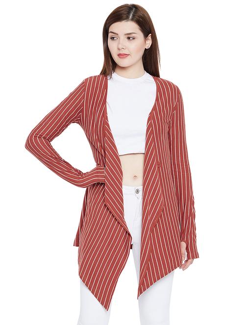 orange striped cotton asymmetrical shrug - 15267838 - Very Small Image - 1