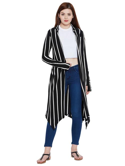 black striped cotton asymmetrical shrug - 15267859 - Very Small Image - 1