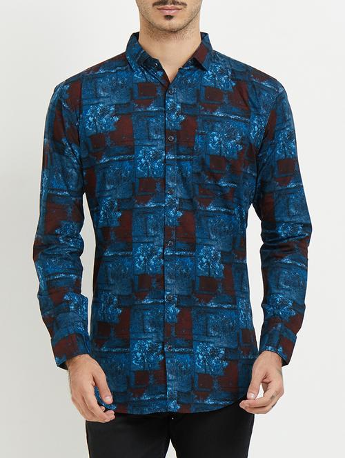 dark blue cotton casual shirt - 15267897 - Very Small Image - 1