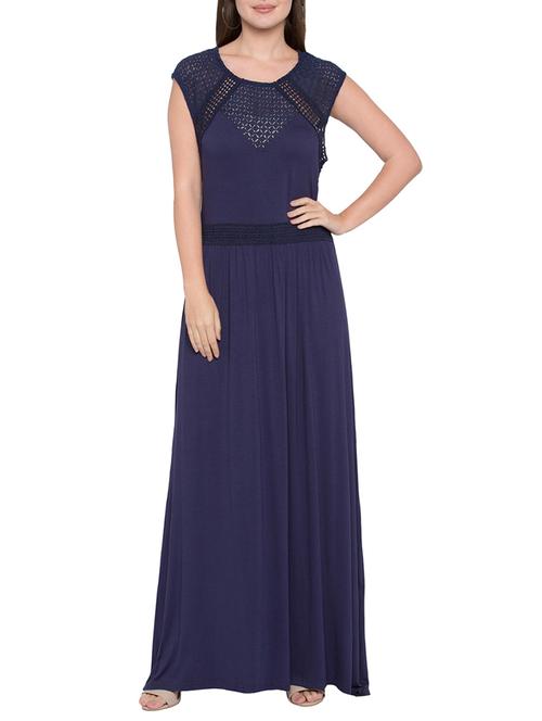 lace yoke and sleeve maxi dress - 15269315 - Very Small Image - 1